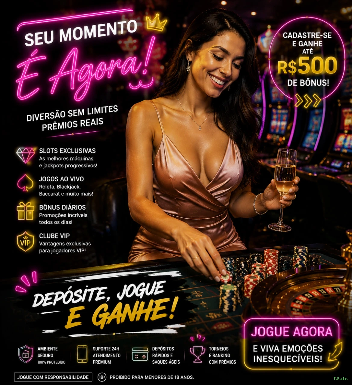Cassino ao vivo da 56win com dealers reais